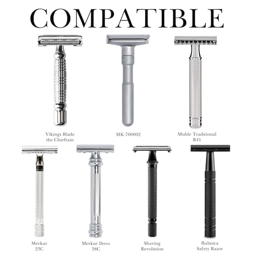 Linkidea Acrylic Men's Razor Stand Holder, Stable Storage Bracket Bathroom Countertop Organizer, Easy Clean, Compatible with Gillette Fusion 5 Power, Merkur 23C, Shaving Revolution (Clear)