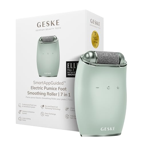 GESKE Electric Pumice Foot Smoothing Roller | 7 in 1 | Electric Foot File & Exfoliator | Long-Lasting Pumice Stone | for Smooth Feet | Advanced Callus Removal | Ideal for Your Pedicure Set