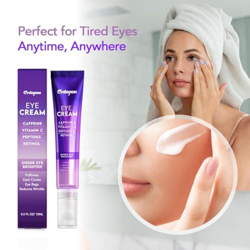 Caffeine Eye Cream for Under?Eye Hydration, Puffiness & Tired?Looking Eyes ?Lightweight Cooling Eye Balm with Caffeine, Peptides & Retinol ? Gentle Daily Formula for Men & Women (15ml x 2)
