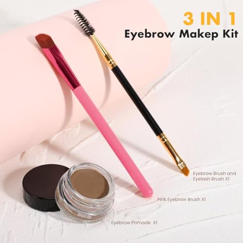 3 IN 1 Eyebrow Gel Kit With 2 Eyebrow Brushs,¡¼High Pigment¡½,¡¼Waterproof¡½,¡¼Long Wearing¡½, Eyebrow Pomade For All Skin Tones, #08 auburn