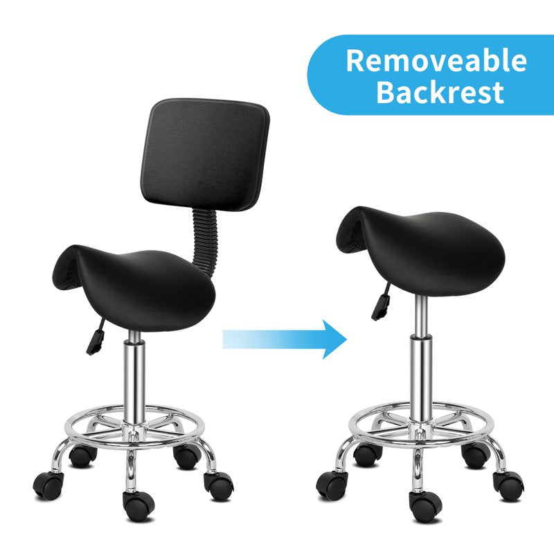 Adjustable Hydraulic Saddle Stool for Salon, Medical, Kitchen & Office