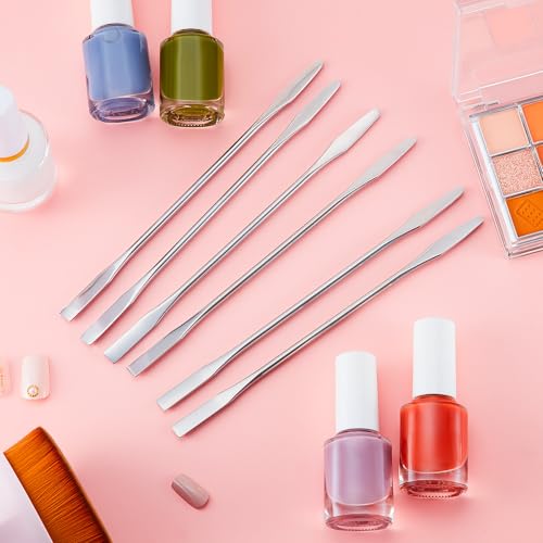 Shappy 10 Pcs Stainless Steel Makeup Spatula Set ? Double Ended Cosmetic Mixing Tool for Cream, Foundation, Lip Gloss, Nail Art & DIY Beauty, Lab & Food Use(mini Square & Round Head)