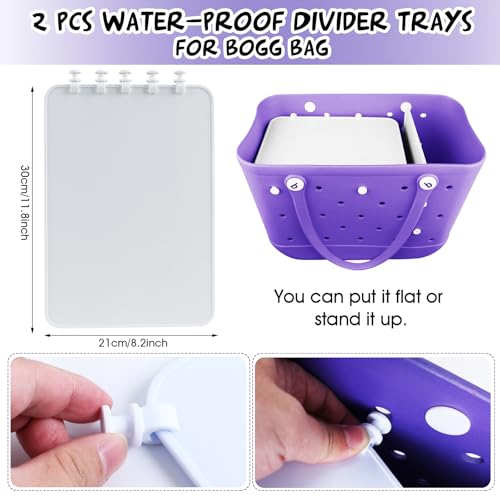 16 PCS Beach Bag Accessories Including Bag Hooks, Insert Key Chain Holder, Divider Tray, Clear Insert Bags,Replacement Rivets,Phone Holde (white)