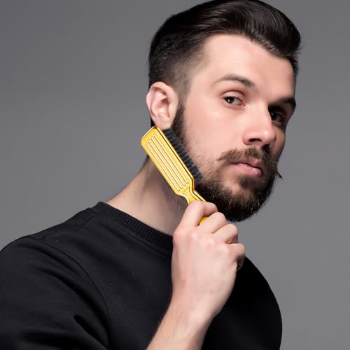 Patelai 3 Pieces Neck Duster Brush Barber Hair Blade Clipper Soft Nylon Trimmer Shaver Razor Cleaning with Storage Bag for Hair Styling(Gold)
