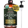 Ella & Eden Castor Oil Organic ? Cold Pressed Hexane-Free Unrefined Glass Bottle - For Hair Growth, Face, Skin - USDA Certified 100% Pure ? 16 Fl Oz