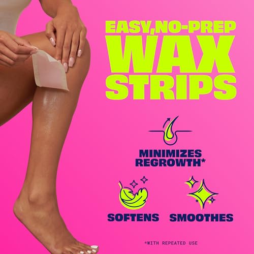 Nair Hair Remover Wax Ready Strips for Legs & Body, No Mess Waxing Kit for Hair Removal, 6-pack Wax Strips, 40ct Each Wax Kit