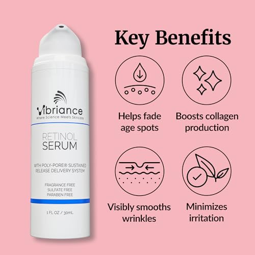 Vibriance Retinol Serum for Face - Reduces Appearance of Deep Wrinkles and Large Pores, Enhances Tone, Improves Complexion - Sensitive, Mature Skin Night Cream - 1 fl oz