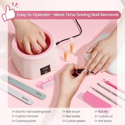 Yokilly Nail Soaking Bowl Heated: Three-Level Temperature Control Nail Soak Off Bowl for Nail Enthusiasts Beginner - Electric Manicure Nail Remover Bowl 50% Faster for Home Salon
