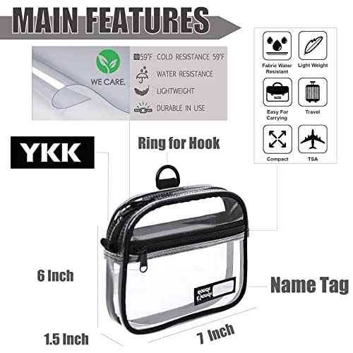 Rough Enough Clear Quart Size TSA Approved Toiletry Bag Small with Keychain for Travel Size Toiletries