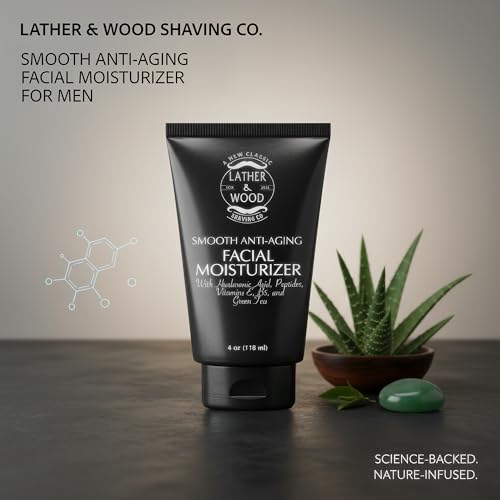 Face Moisturizer for Men - Lather & Wood's Luxurious Sophisticated Face Lotion for the Regular Guy. Fragrance-Free Facial Cream for Men. (Unscented, 4 ounce)