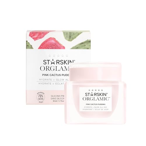 STARSKIN Orglamic Pink Cactus Pudding, Hydrating & Nourishing Cream for all Skin Types, 99.3% Natural with Prickly Pear Cactus Seed Oil & Hyaluronic Acid, Luxurious Glow Moisturizer, K-Beauty - 50ml