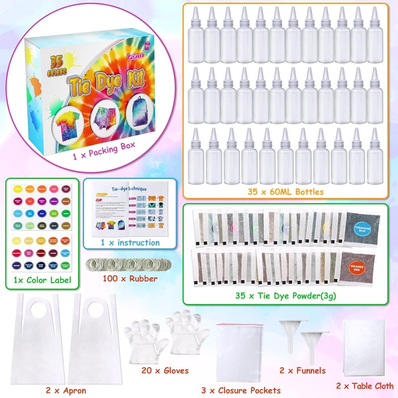 Color Tie Dye Craft Kit with 20 Colors & Accessories for Kids & Adults