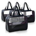 Large Clear Toiletry Bags for Traveling, 4Pcs Waterproof Clear Travel Bags for Toiletries Women Men, Travel Toiletry Bag Set, Transparent Makeup Cosmetic Bag, Black