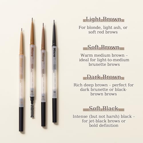 MicroFine Precision Brow Pencil, Ultra-Fine 1.2mm Tip, Buildable Natural Color, Smudge-Resistant Long-Wear, Vegan & Cruelty-Free Brow Definer (03 Dark Brown, 0.0016 oz/45mg£¨pack of 1£©)