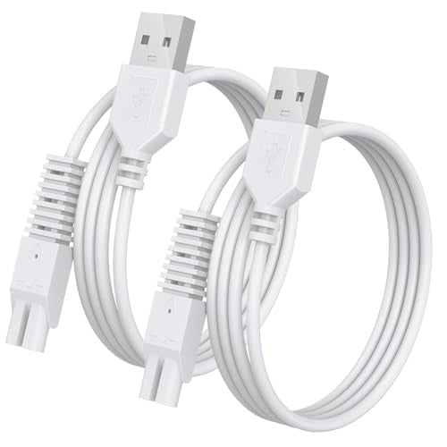 2 Pack USB Charger Cord for Remington Electric Shaver for Women, for Remington WDF5030A, WDF4816NA, WDF4821US, WDF4825 Trimmer Replacement Charging Cable, Power Cord White