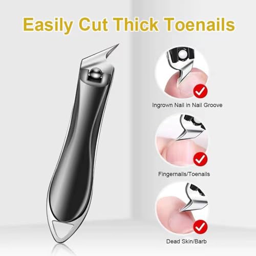 Electric Nail Clipper, Upgraded Electric Nail Trimmers with LED Light, Baby Nail File with 3 Adjustable Speeds, Slant Curved Blade Nail Clipper for Thick Toenails and Ingrown Nails, for Adults, Kids