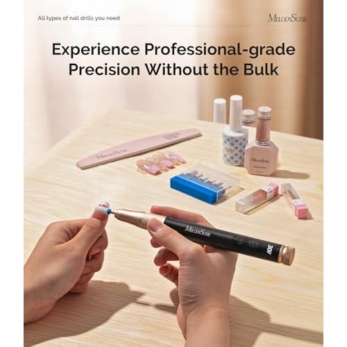 MelodySusie Pen-Shaped Cordless Nail Drill with Adjustable Stepless Speed,SM180F 30000RPM Portable Rechargeable E-File with LED Display for All Manicure Shaping & Acrylic Gel Removal for Pro at Home