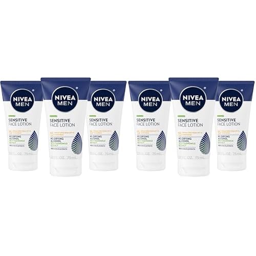 NIVEA MEN Sensitive Face Lotion with SPF 15,Broad Spectrum Sunscreen of 2.5 Fl Oz Tubes,(Pack of 6)