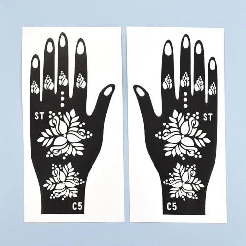 16 Sheets Temporary Henna Tattoo Kit Reusable Tattoo Stencils Sets Indian Arabian Temporary Tattoo Templates Kits for Body Hand Art for Men Women