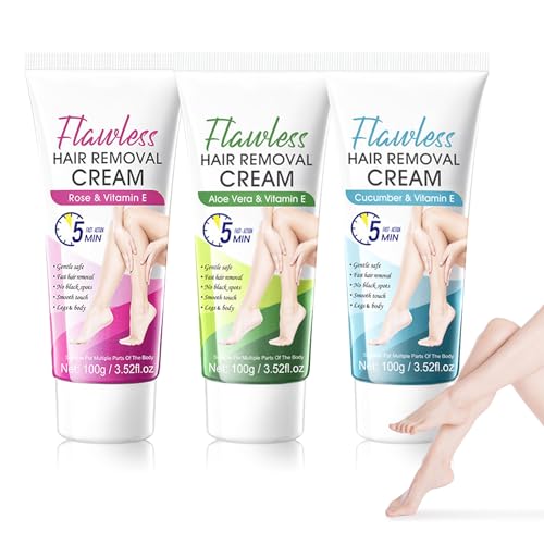 3PCS Hair Removal Cream for Women and Men,Painless Depilatory Cream for Face,Underarms,Leg,Bikini,Gentle Fast Hair Removal Lotion,Moisturizing Depilatory Set at Home, 3.5 Oz