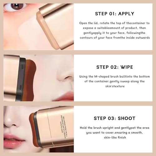 Luminous Dual-Ended Concealer Foundation Stick with Brush, 3-in-1 Foundation Stick, Lightweight Full Coverage, Brightening & Long-Lasting for All Skin Types, 2-Pack (Natural)