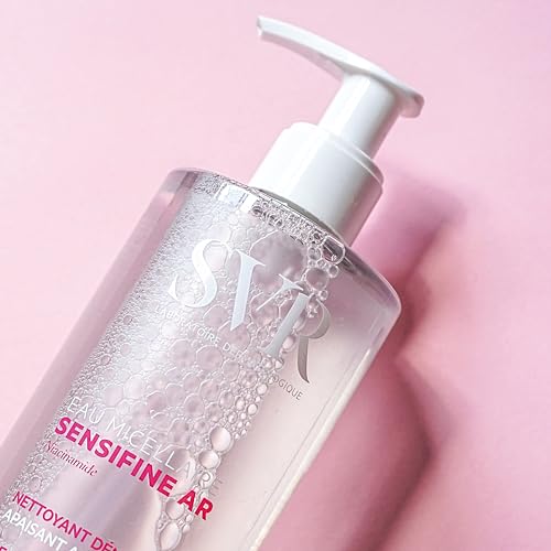 SVR Sensifine Micellar Water With Niacinamide. Soothing, Redness Relief Face Cleanser & Makeup Remover For Face, Eyes, Lips. Gentle, No Rinse Cleanser For Sensitive, Reactive Skin, 13.5 Fl.oz.
