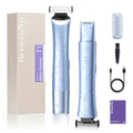 Bikini Trimmer for Women, 2-in-1 Painless Electric Razor with Dual Heads, IPX7 Waterproof Cordless Body & Facial Shaver for Pubic Hair, Underarms, Legs & Face, Wet & Dry (Blue)