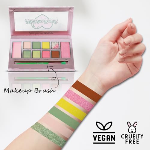 Profusion Cosmetics Matcha Break 10 Shade Eye and Face Palette with Brush, Multi Finish Palette to Achieve Eye Catching Bold Looks