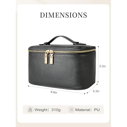 Cosmetic Bag,ROWNYEON Makeup Bag,Portable Makeup Train Case,Travel Toiletry Bag Case Organizer for Women,Black