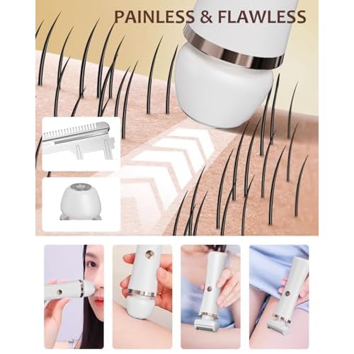 Facial Hair Remover for Women - 2-in-1 Electric Painless Face Hair Removal Shaver Device - Waterproof Face Trimmer & Body Epilator - Rechargeable Razor with 2 Heads for Lips Arms Legs Bikini Body