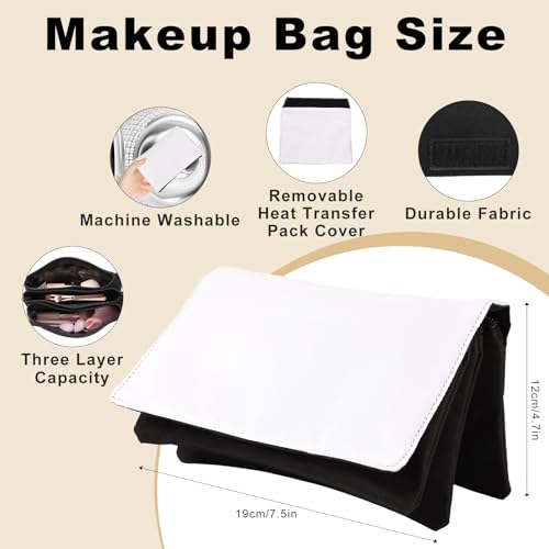 4Pcs Sublimation Blank Canvas Makeup Bags,Sublimation Makeup Bag Bulk DIY Heat Transfer Canvas Pen Case Pencil Cosmetic Makeup Bags Sublimation Bags with Zipper for Makeup Bag Travel Toiletry Pouch