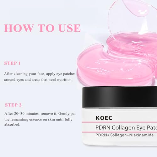 Collagen Eye Patch 30 Pairs, Under Eye Patches with PDRN, Collagen & Niacinamide, for Puffy Eyes Dark Circles and Fine Lines Smoothing Skin Treatment