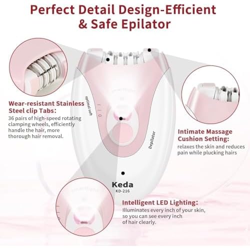 Facial Epilator for Women, Lady Epilators Hair Removal for Face, Epilators with LED Light, Two Speed Hair Removal Device, Epilator for Women, Pluxy Facial Hair Removal for Bikini Arm Legs Armpits