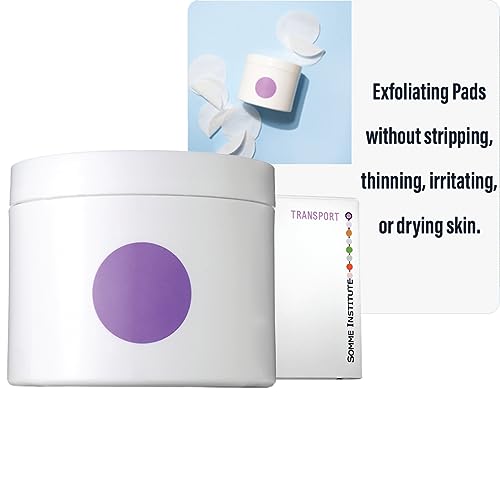 Exfoliating Glycolic Acid Pads | Anti-Aging, Smoothing, Resurfacing | Somme Institute Transport Alcohol-Free Brightening for Gentle Dirt Removal and Pore Cleansing | 50 Ct.
