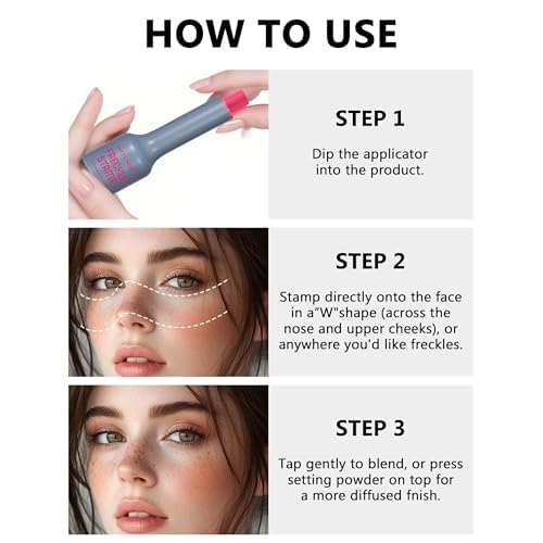 Erinde Waterproof Freckle Stamp Pen - Faux Freckle Pen, Natural-Looking Lifelike Freckle Makeup, 5-Point Quick Dry Long-Lasting Magic Fake Freckles Marker for Sunkissed Makeup, 03 Mocha