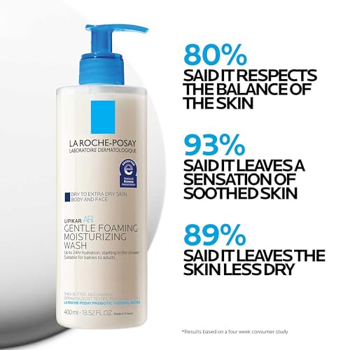 La Roche-Posay Lipikar AP+ Gentle Foaming Moisturizing Wash, Shea Butter + Niacinamide + Glycerin, Moisturizing Body Wash For Dry Skin, National Eczema Association Accepted, Dermatologist Tested?