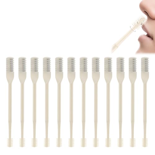12 PCS 2-in-1 Dual Sided Nasal Hair Cutter, Nose Hair Trimmer for Men and Women, Portable 360¡Æ Rotating Manual Trimmer, Yellow