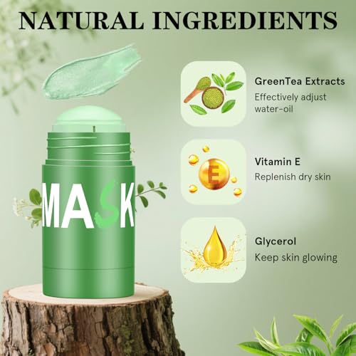 Green Tea Deep Cleanse Mask, Blackhead Remover with Green Tea Extract, Deep Cleanse Mask Stick for Face Deep Pore Cleansing, Oil Control, Moisturizing, and Shrink Blackheads for Men and Women, 2PCS