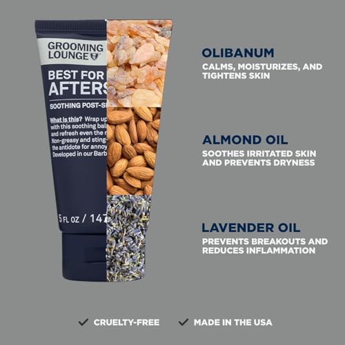 Grooming Lounge Best for Last Aftershave - Soothing After Shave Balm - Instantly Calms Irritated Skin - Refreshing Facial Moisturizer - Ideal for Sensitive Skin - Non-Greasy - Fragrance Free - 5 oz