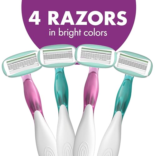 BIC Soleil 5 Sensitive Women's Disposable 5 Blade Razors, 360 Degree Moisture Strips and Pivoting Head, 4-Pack