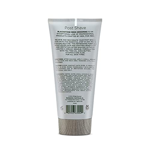Blackstone Men's Grooming Post Shave Moisturizer with Tea Tree Oil, Shea Butter, Vitamin E, & Aloe | Soothing Cooling Balm | Cruelty & Paraben Free | Made in USA | Sandalwood (6 oz)