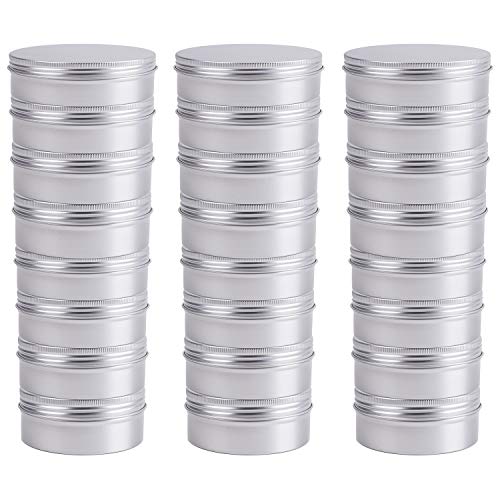 Foraineam 24 Pack 8 oz / 240ml Round Aluminum Tin Cans with Screw Top Lids - Large Metal Empty Tea Storage Case Jars - Spice Salve Hair Wax Cosmetic Cream Containers