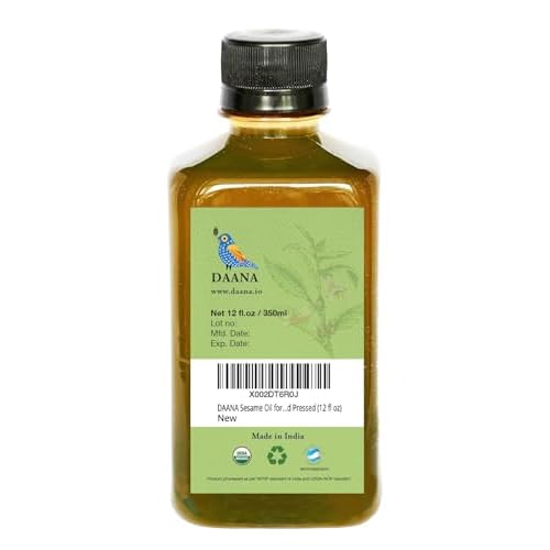 DAANA Sesame Oil for Skin: Certified USDA Organic, Extra Virgin, Cold Pressed (12 fl oz)