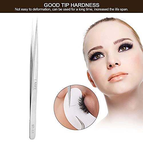5.51" Stainless Steel Pointed Straight Tweezer, Professional Eyelash Extension Straight Tweezers for Nail Art Hair Eyebrow