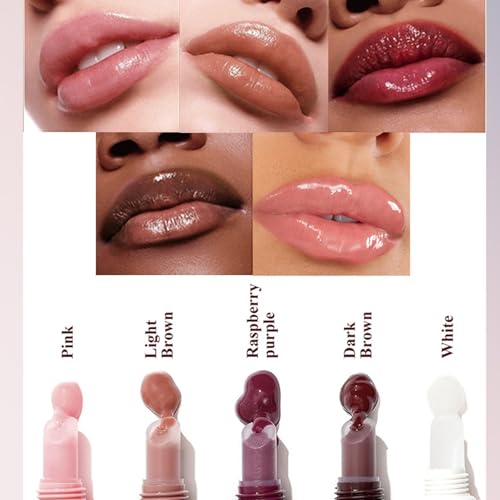 Lip Jam Hydrating Lip Gloss,5 Colors High Shine Glass Finish Lip Oil Long Lasting Nude Colors Shiny Jelly Lip Glow for Women and Girls