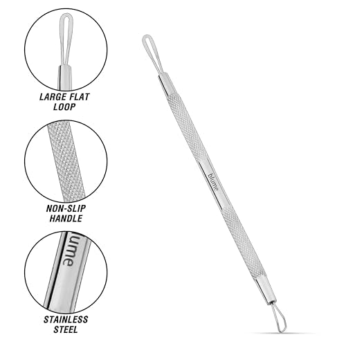 Blackhead Remover Pimple Popper Blemish Comedone Extractor Acne Tool Pimple Spot Popper Komedon Double Side Soft Touch and No-Slip Skincare for Whitehead Removal -Stainless Steel, Silver (BM29)
