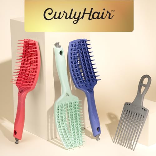 Olivia Garden CurlyHair Brush for Wet or Dry Hair - Curly Hair Brush for Detangling, Product Layering, Curl Encouragement, Scalp Care