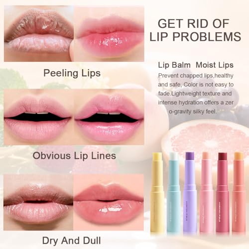 BINGBRUSH 6Pcs Lipstick - Hyaluronic Acid chapstick, Ultra Moisturizing & Repairing Lip Care for Dry, Chapped Lips,Long Lasting Hydration Lipstick, Vegan & Cruelty-Free (6 Tubes)