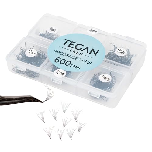 TEGAN LASH Promade Fan Mix Eyelash Extensions, From 3D - 16D, 0.03/0.05/0.07, C/CC/D, 9-15mm, Pre Made Eyelash, Easy Apply Premade False Eyelashes, Pesta?as Abanicos Extensiones (3D, 0,07, CC, Mix)