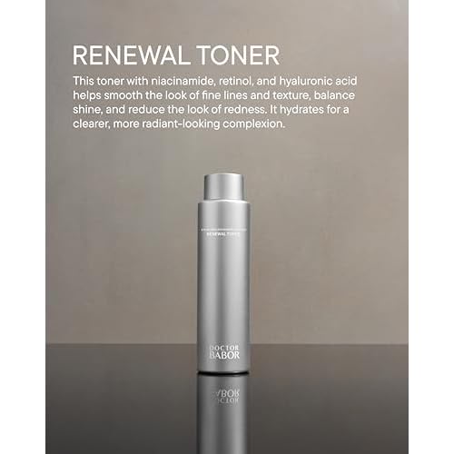 DOCTOR BABOR Renewal Toner, Smoothing & Refining Toner, Rejuvenated Complexion with Retinol & Niacinamides, Even Skin Tone and Texture, 6.76oz